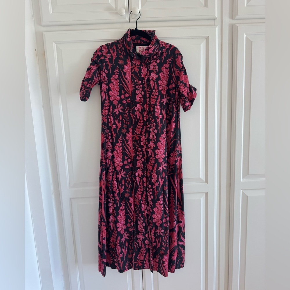 Victoria Dunn Black and Pink Floral Long Sleeve Dress